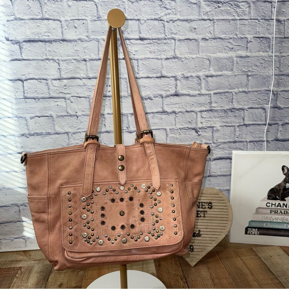 Viola Castellani pink leather Italian studded purse shoulder bag